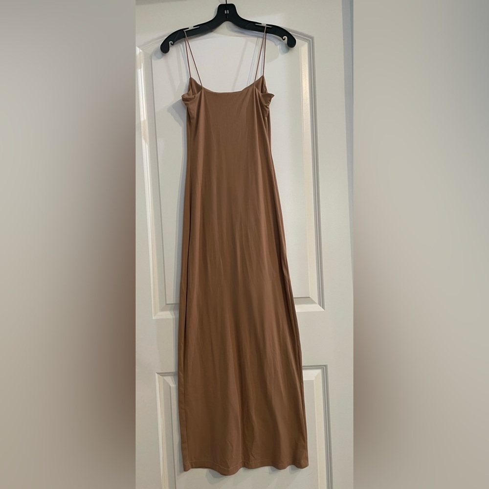 Chic Tan Bodycon Maxi Dress - Picture 3 of 5